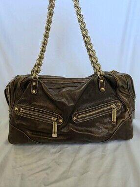 RARE GUCCI Brown Leather Large Capri Bowler Bag
